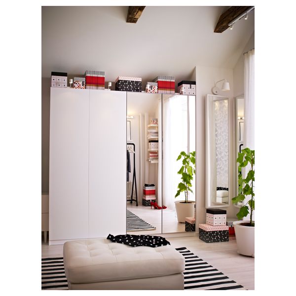 Дверца с петлями ВИКЕДАЛЬ, зеркальное стекло - схема-чертеж с размерами