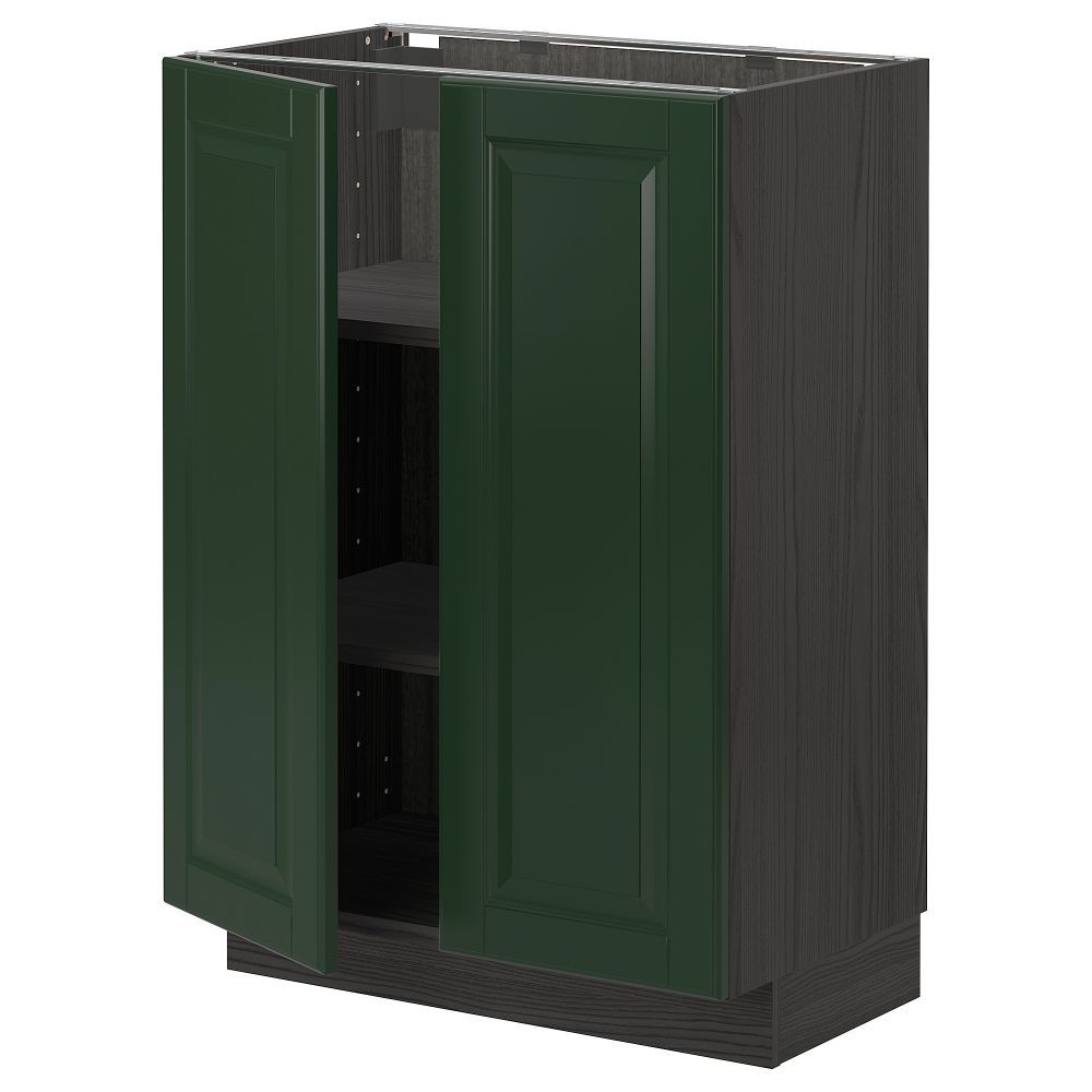 Напольный шкаф с полками/2двери, черный/Будбин темно-зеленый 60x37 см IKEA МЕТОД 993.129.79 - схема-чертеж с размерами
