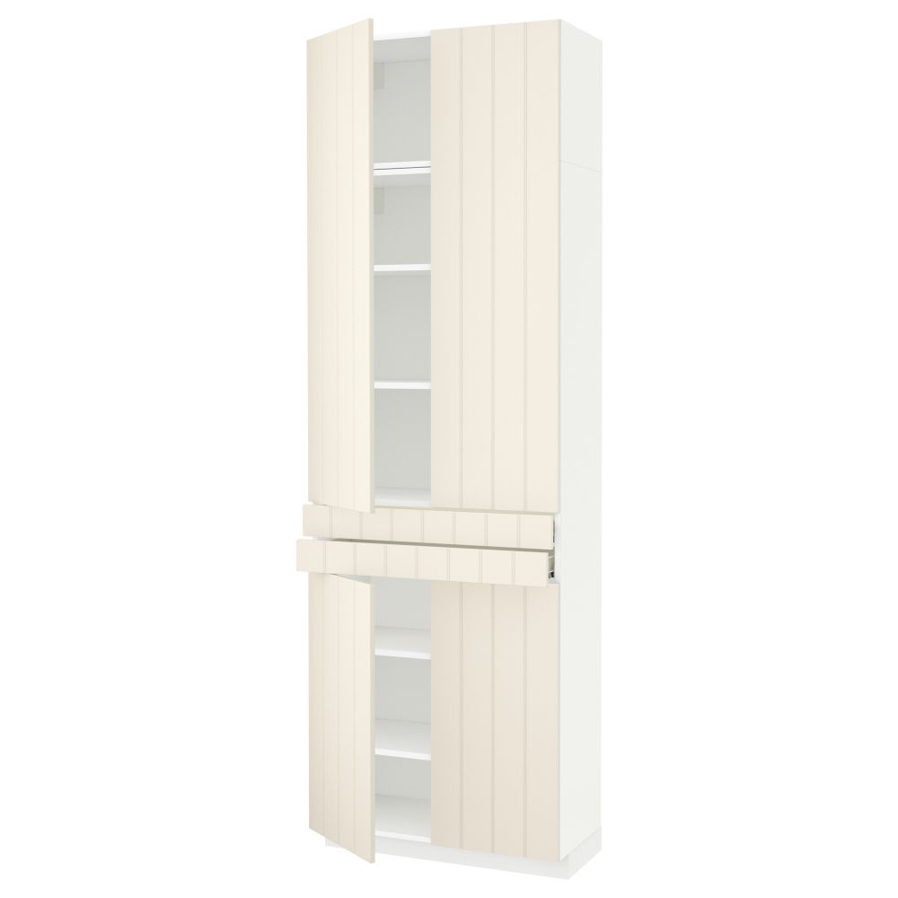 Высокий шкаф + полки, 2 ящика, 4 дверцы МЕТОД / ФОРВАРА, белый, Хитарп белый с оттенком (80x37x240 см) - схема-чертеж с размерами