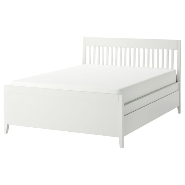 Каркас кровати с ящиками, белый/Лурой 160x200 см IKEA IDANÄS ИДАНЭС 794.065.49 - фото 1