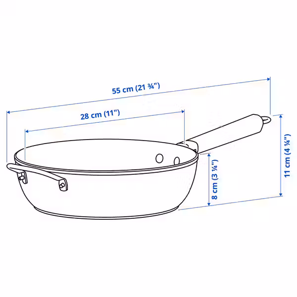 PUCKELLAX Сковорода - антипригарное покрытие 28 см - схема-чертеж с размерами