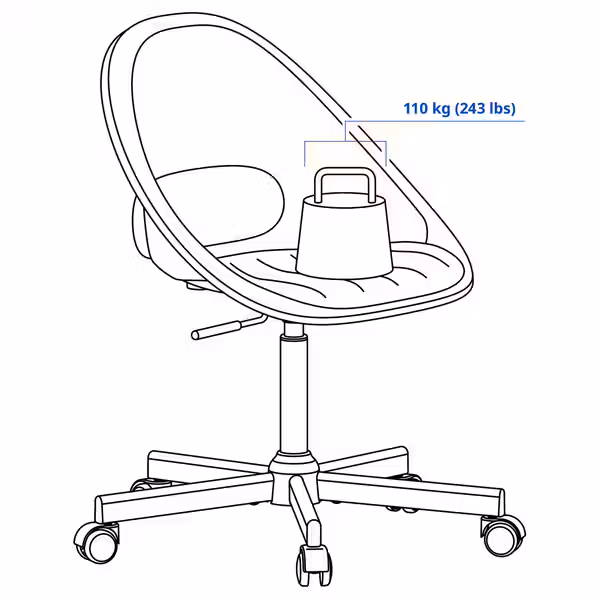 LOBERGET / MALSKÄR Рабочий стул + подушка - белый/сиреневый - фото 3
