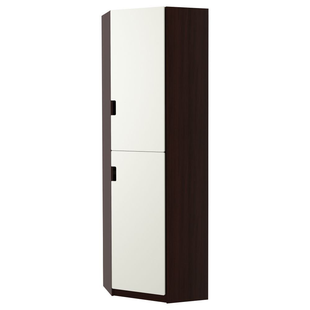 Гардероб угловой ПАКС, черно-коричневый, Сандсет белый - фото 1