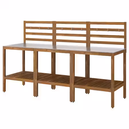 NÄMMARÖ Кухня на открытом воздухе - светло-коричневая морилка/нержавеющ сталь 240x62 см