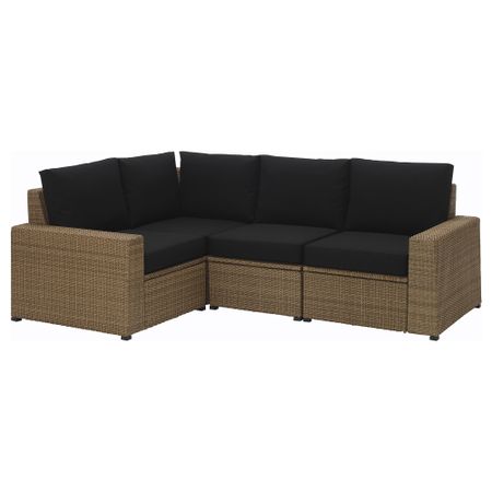 Садовый угловой диван 3 + 1 СОЛЛЕРОН, коричневый, Кунгсэ черный