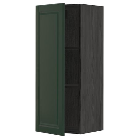 Шкаф навесной с полкой, черный/Будбин темно-зеленый 40x100 см IKEA МЕТОД 993.131.96
