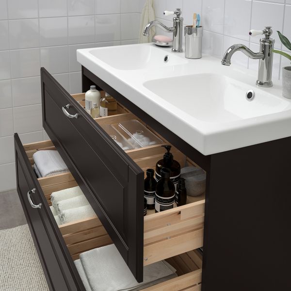 Шкаф для раковины с 2 ящ, Кашён темно-серый, ХАМНШЕР смеситель 103x49x64 см IKEA ГОДМОРГОН / ОДЕНСВИК 193.237.69 - схема-чертеж с размерами