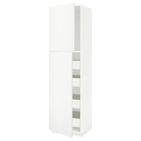 Высокий шкаф/2дверцы/4ящика, белый/Хэггеби белый 60x60x220 см IKEA МЕТОД / ФОРВАРА 493.592.38