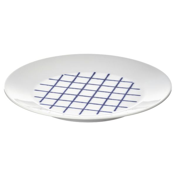 Тарелка, белый, синий 20 см IKEA SPORADISK СПОРАДИСК 004.334.14 - фото 1