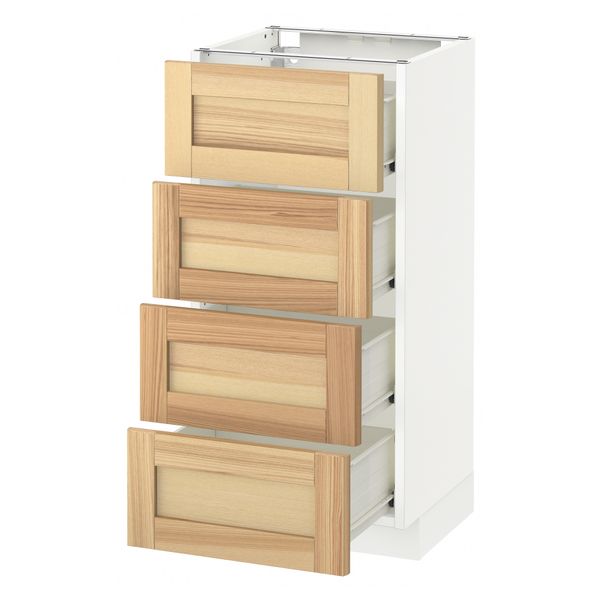 Напольный шкаф 4 фронтальных панели, 4 ящика МЕТОД / ФОРВАРА, белый, Торхэмн ясень - схема-чертеж с размерами