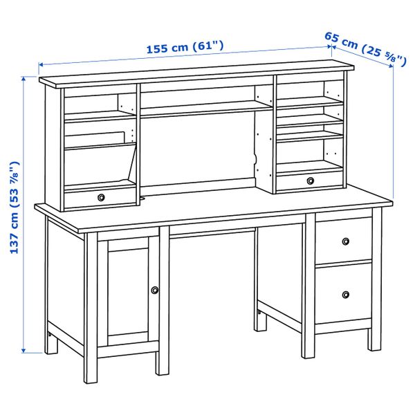 Стол с дополнительным модулем , черно-коричневый 155x137 см IKEA HEMNES ХЕМНЭС 792.783.92 - схема-чертеж с размерами