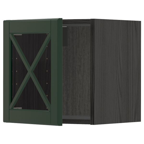 Навесной шкаф со стеклянной дверью, черный/Будбин темно-зеленый 40x40 см IKEA МЕТОД 793.132.20 - схема-чертеж с размерами
