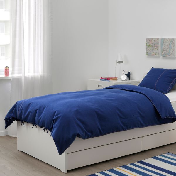 Пододеяльник и наволочка, темно-синий 150x200/50x70 см IKEA SÅNGLÄRKA СОНГЛЭРКА 904.269.99 - фото 3