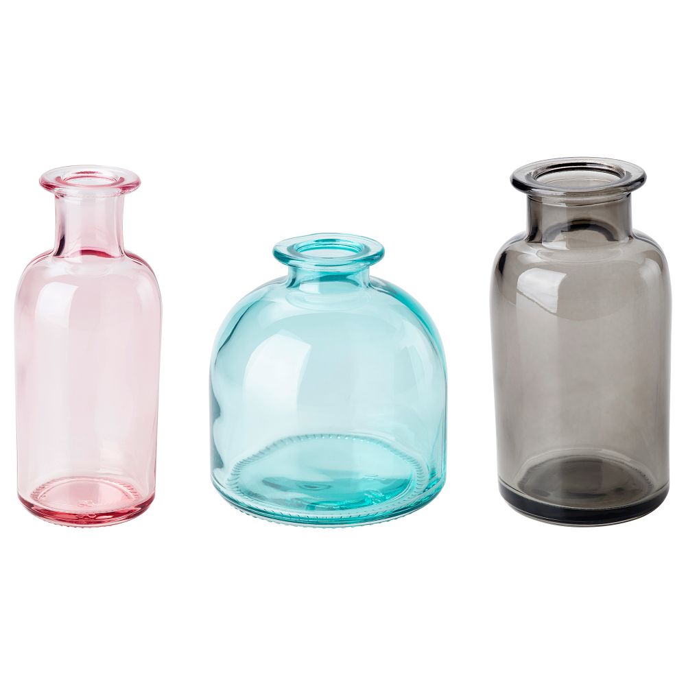 Набор ваз, 3 штуки СОММАР 2018, бирюзовый/серый, розовый - фото 1