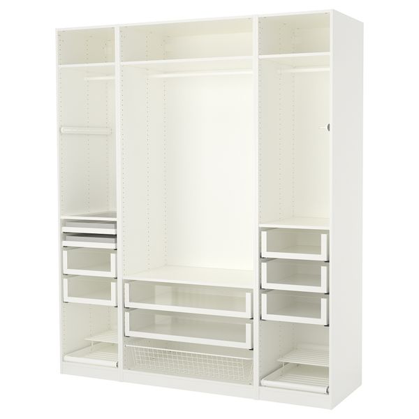 Гардероб ПАКС, белый - схема-чертеж с размерами