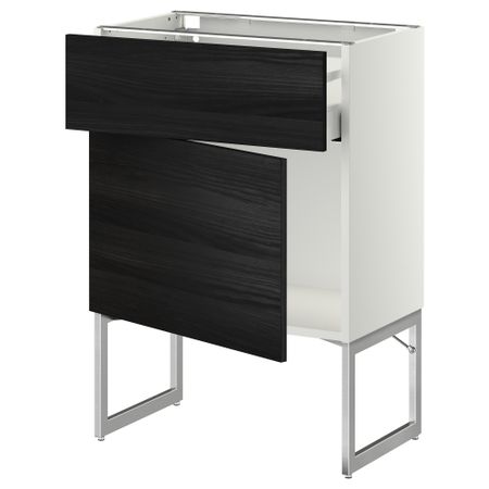 Напольный шкаф с ящиком, дверью МЕТОД / МАКСИМЕРА, белый, Тингсрид черный
