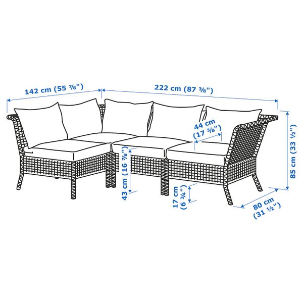 IKEA в интерьере - схема-чертеж с размерами