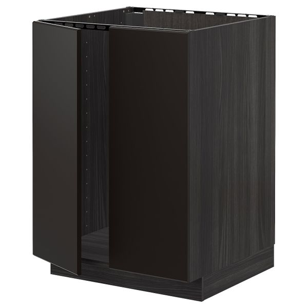 Напольный шкаф для раковины + 2 двери, черный/Кунгсбакка антрацит 60x60 см IKEA МЕТОД 893.022.78 - схема-чертеж с размерами