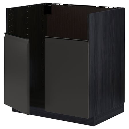Шкаф для двойной мойки ХАВСЕН, черный, Upplöv матовый антрацит, 80x60 см IKEA METOD МЕТОД 794.955.31