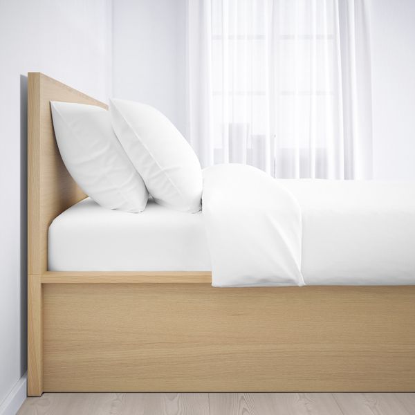 Кровать с подъемным механизмом, дубовый шпон, беленый 180x200 см IKEA MALM МАЛЬМ 904.126.81 - фото 5