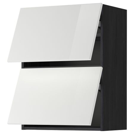 Навесной шкаф, 2 дверцы, горизонтальный МЕТОД, черный, Рингульт белый