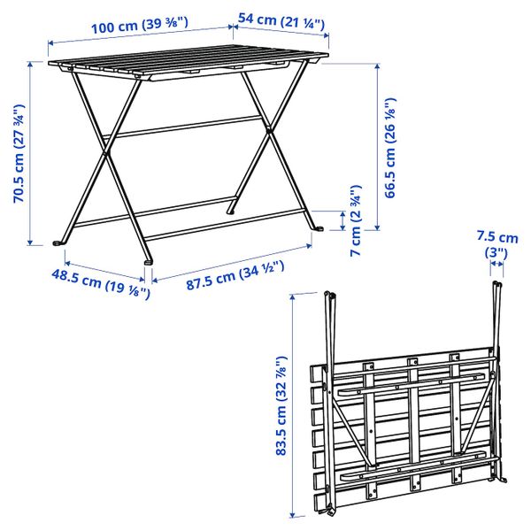 Стол + 4 стула, для/сада, черный, серо-кориченевая морилка/клёсан синий IKEA TÄRNÖ ТЭРНО 094.352.01 - фото 4