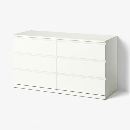 STORKLINTA Комод с 6 ящиками - белый 140x50x75 см