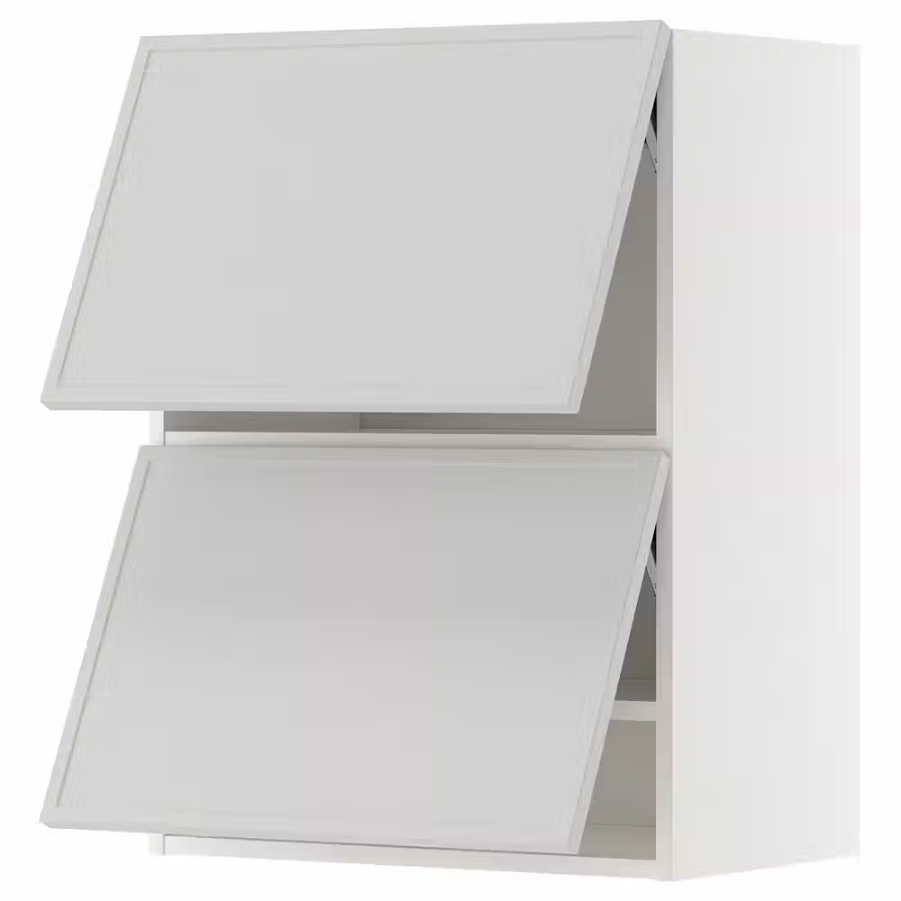 METOD Навесной шкаф/2 дверцы, горизонтал - белый/Aspudden светло-серый 60x80 см - фото 1