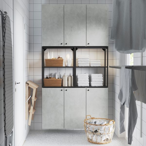 Комбинация для хранения, 120x32x225 см, антрацит, под бетон IKEA BEGIVENHET БЕГИВЕНХЕТ 393.314.24 - фото 4