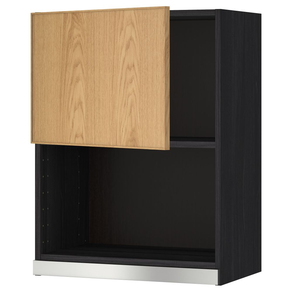 Навесной шкаф для СВЧ-печи МЕТОД, черный, Экестад дуб - схема-чертеж с размерами