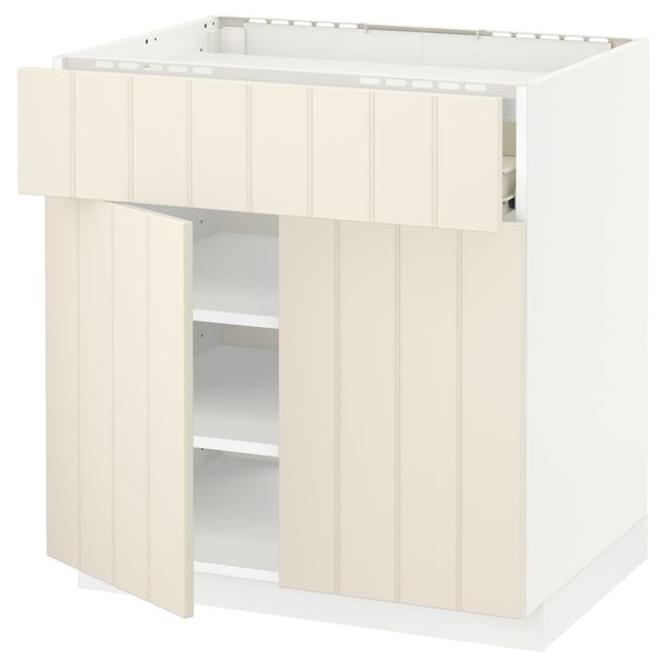 Напольный шкаф для варочной панели, ящик, полка, 2 дверцы МЕТОД / ФОРВАРА, белый, Хитарп белый с оттенком (80x60 см) - схема-чертеж с размерами