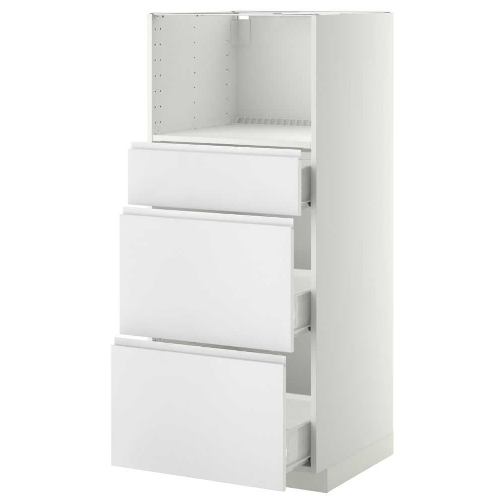 Высокий шкаф для СВЧ с 3 ящиками МЕТОД / ФОРВАРА, белый, Нодста белый (60x60x140 см) - фото 1