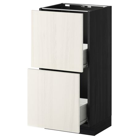 Напольный шкаф с 2 ящиками МЕТОД / ФОРВАРА, черный, Росдаль белый