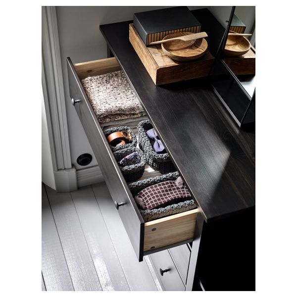 Комод с 3 ящиками ХЕМНЭС, черно-коричневый (108x96 см) - фото 5