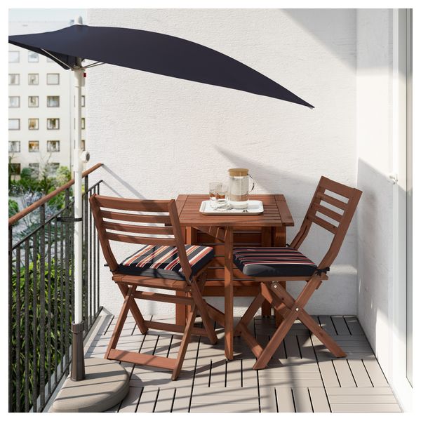 Стол + 2 складных стула для сада ЭПЛАРО, коричневая морилка, Экерон черный - фото 2