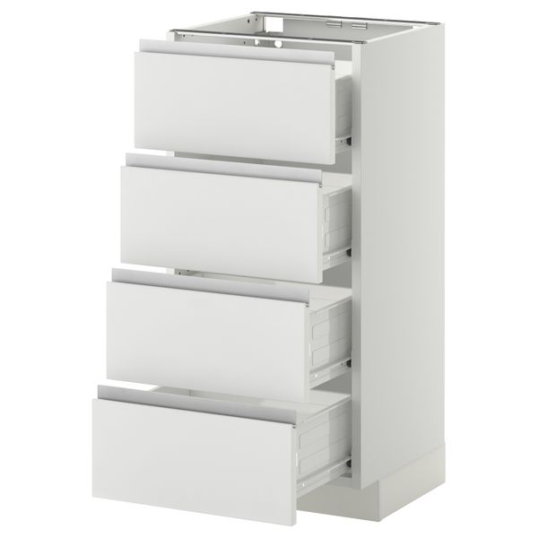Напольный шкаф 4 фронтальных панели, 4 ящика МЕТОД / ФОРВАРА, белый, Нодста белый - схема-чертеж с размерами