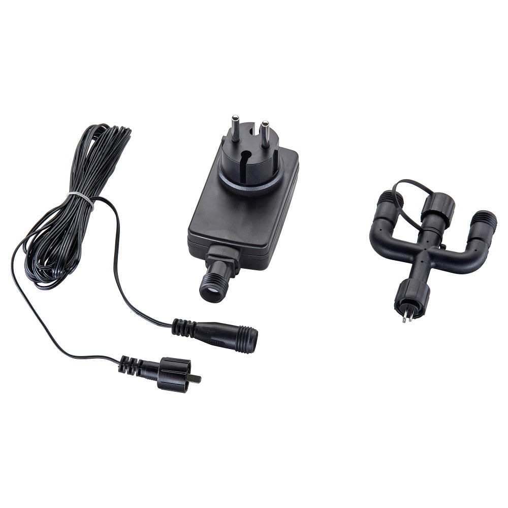 Трансформатор, шнур, тройник СКРУВ, черный (30 Вт) - схема-чертеж с размерами