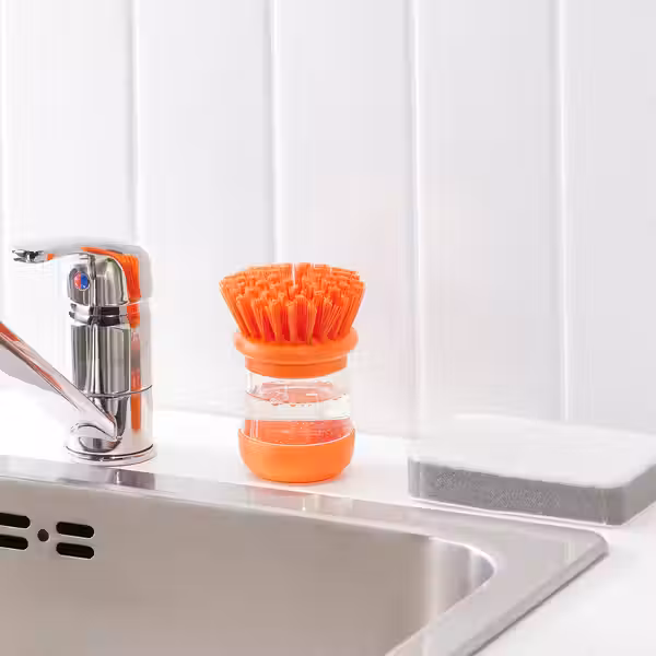 VIDEVECKMAL ВИДЕВЕККМАЛ Щетка для мытья посуды, с дозатором - ярко-оранжевый - фото 6