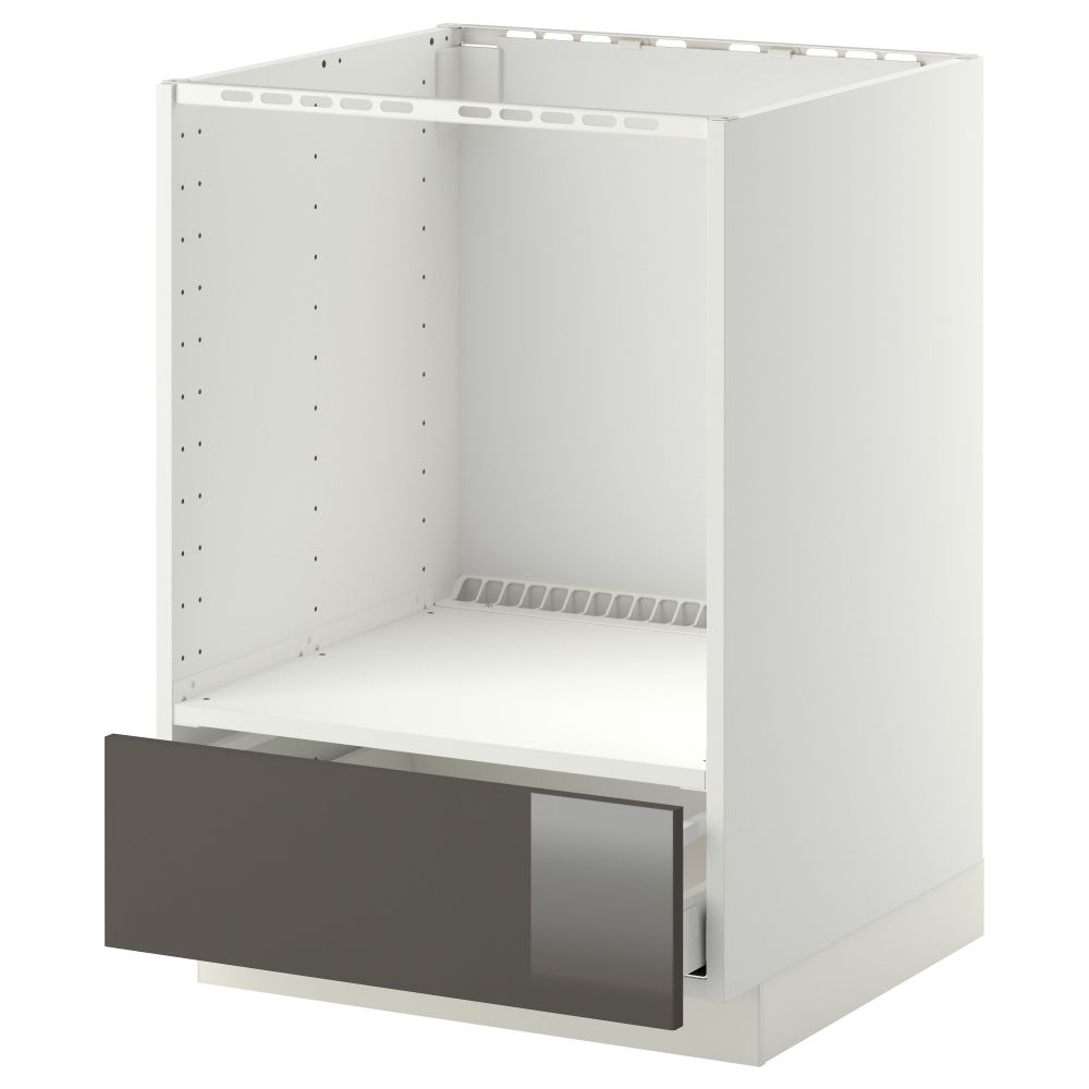 Напольный шкаф для духовки, с ящиком МЕТОД / МАКСИМЕРА, белый, Рингульт серый (60x60 см) - схема-чертеж с размерами