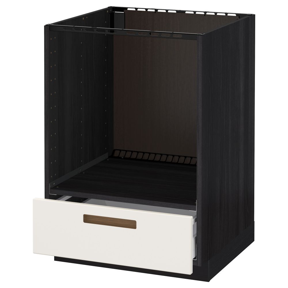 Напольный шкаф для духовки, с ящиком МЕТОД / МАКСИМЕРА, черный, Мэрста белый (60x60 см) - схема-чертеж с размерами