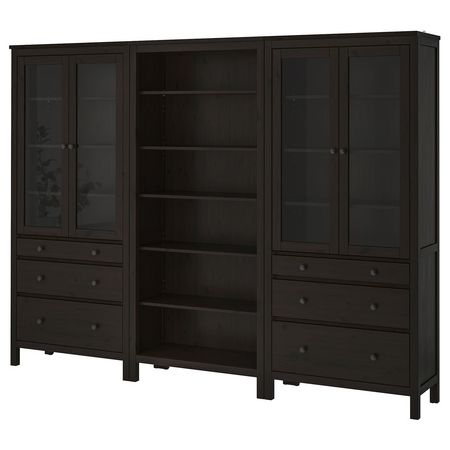 HEMNES Комб для хран с дверц/ящ - черно-коричневый 270x197 см