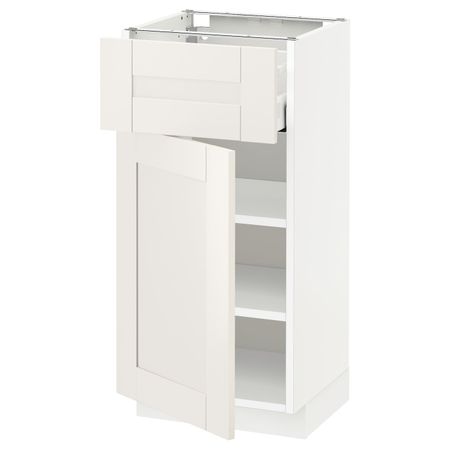 Напольный шкаф с ящиком/дверцей, белый/Сэведаль белый 40x37 см IKEA METOD МЕТОД / MAXIMERA МАКСИМЕРА 394.462.79