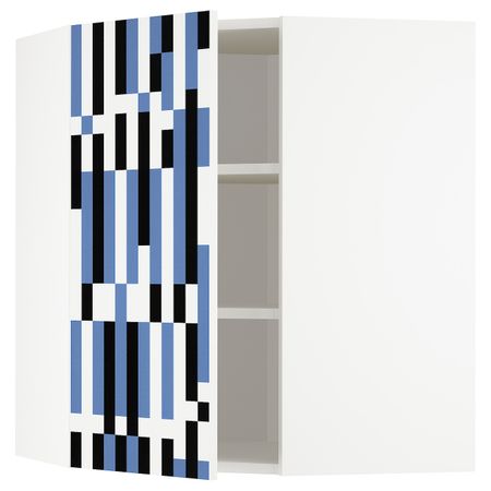 Угловой навесной шкаф с полками, белый, Иттербин с печатным рисунком 68x80 см IKEA МЕТОД 292.870.87