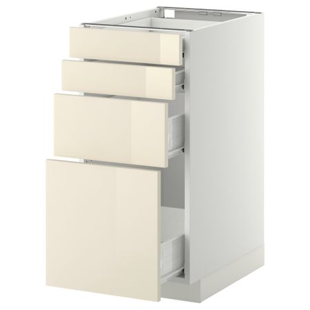Напольный шкаф 4 фронтальных панели, 4 ящика МЕТОД / ФОРВАРА, белый, Рингульт кремовый