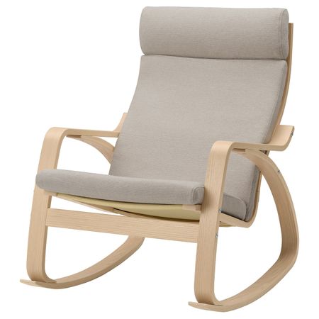 Кресло-качалка, дубовый шпон, беленый/Хили бежевый IKEA POÄNG ПОЭНГ 593.194.16