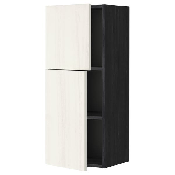 Навесной шкаф с полками, 2 дверцы МЕТОД, черный, Росдаль белый - схема-чертеж с размерами