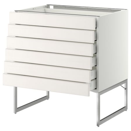 Напольный шкаф 6 фронтальных панелей, 6 нижних ящиков МЕТОД / МАКСИМЕРА, белый, Лаксарби белый