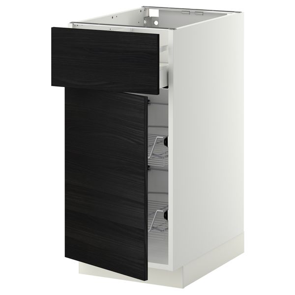 Напольный шкаф с проволочной корзиной, ящиком, дверью МЕТОД / МАКСИМЕРА, белый, Тингсрид черный - схема-чертеж с размерами