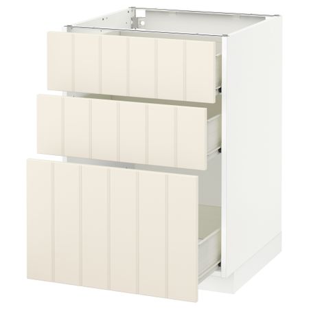 Напольный шкаф с 3 ящиками МЕТОД / ФОРВАРА, белый, Хитарп белый с оттенком