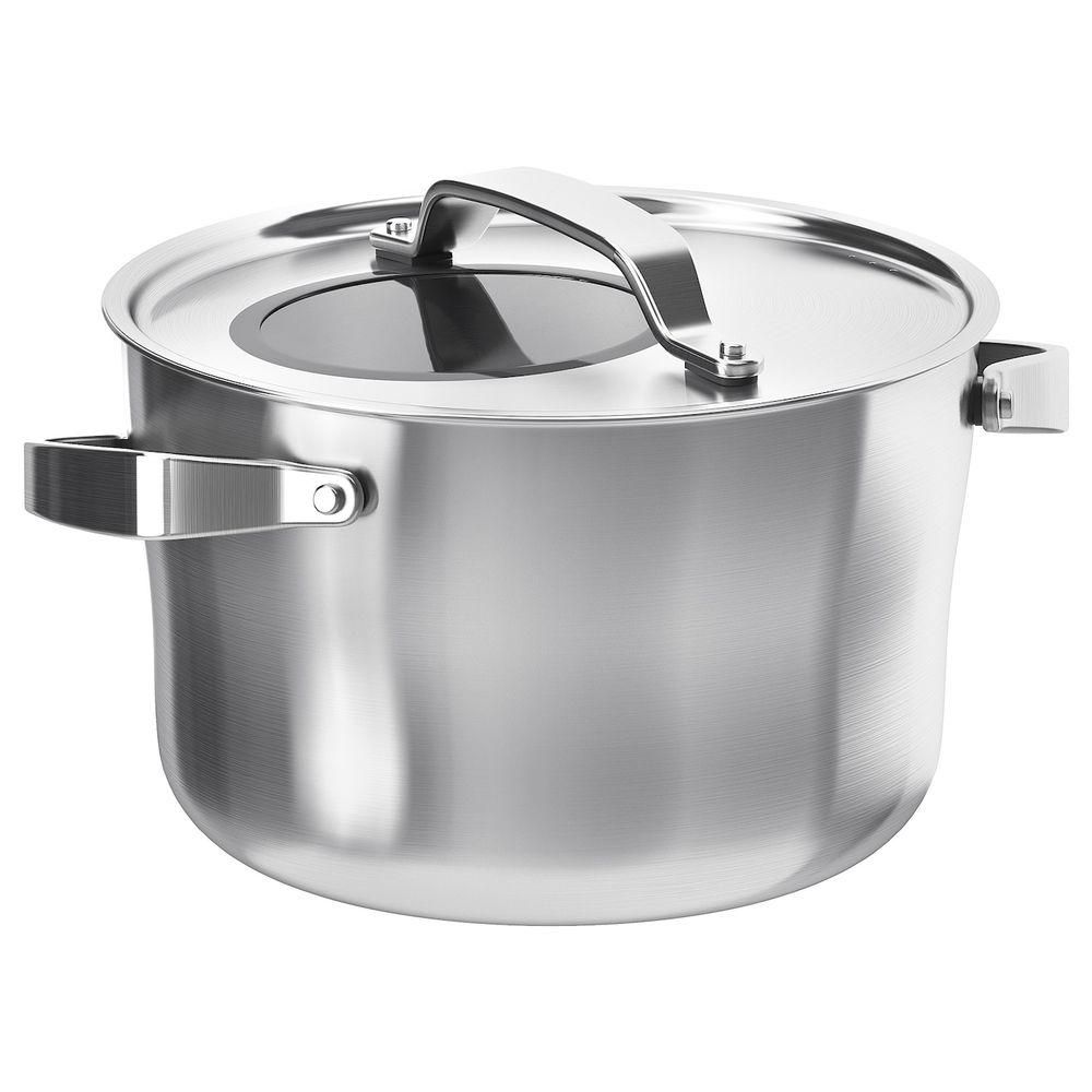 Кастрюля с крышкой, нержавеющая сталь/серый 5.5 л IKEA SENSUELL СЕНСУЭЛЛ 503.791.84 - фото 1